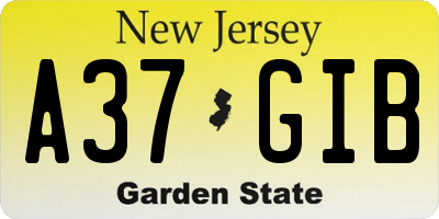NJ license plate A37GIB