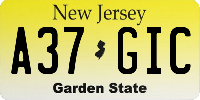 NJ license plate A37GIC