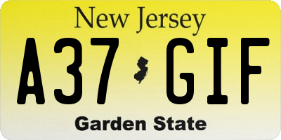 NJ license plate A37GIF
