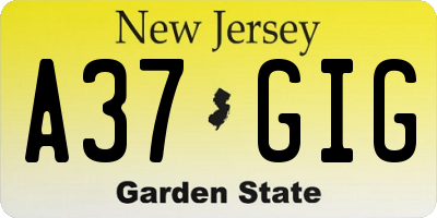 NJ license plate A37GIG