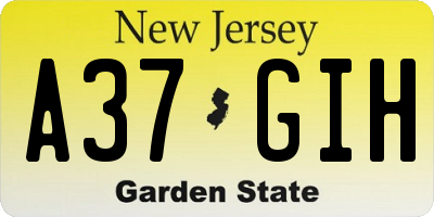NJ license plate A37GIH