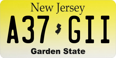 NJ license plate A37GII