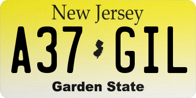NJ license plate A37GIL
