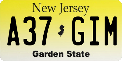 NJ license plate A37GIM