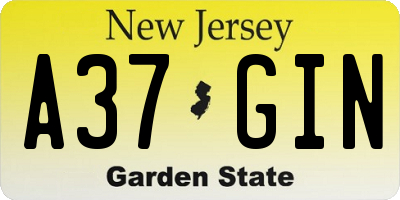 NJ license plate A37GIN