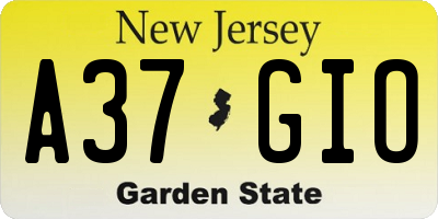 NJ license plate A37GIO