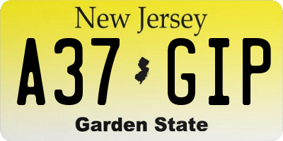 NJ license plate A37GIP
