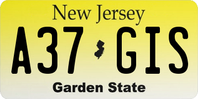 NJ license plate A37GIS