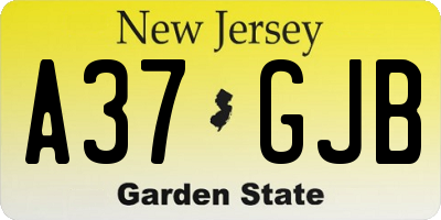 NJ license plate A37GJB