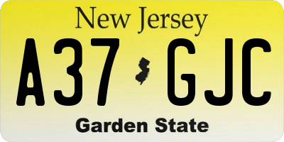 NJ license plate A37GJC