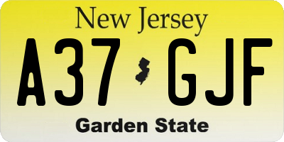 NJ license plate A37GJF
