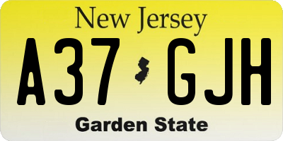 NJ license plate A37GJH