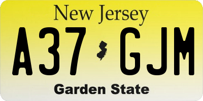 NJ license plate A37GJM