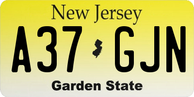 NJ license plate A37GJN