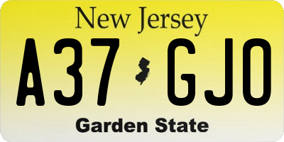 NJ license plate A37GJO