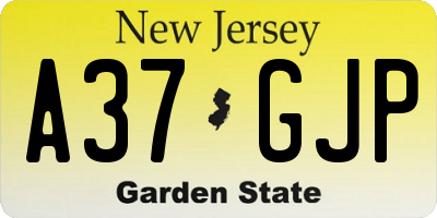 NJ license plate A37GJP