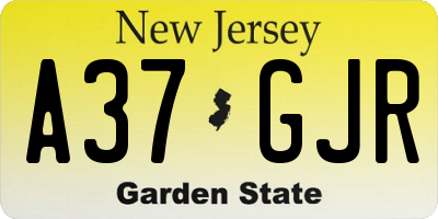 NJ license plate A37GJR