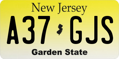 NJ license plate A37GJS