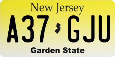 NJ license plate A37GJU