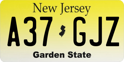 NJ license plate A37GJZ