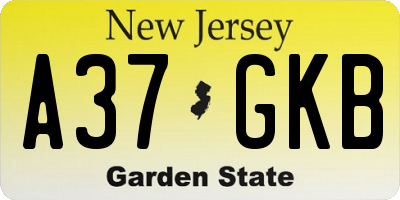 NJ license plate A37GKB