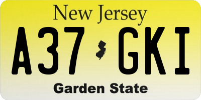 NJ license plate A37GKI