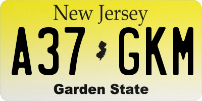 NJ license plate A37GKM