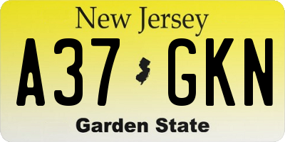 NJ license plate A37GKN