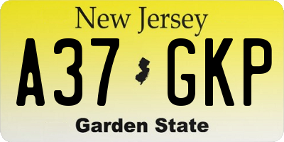 NJ license plate A37GKP