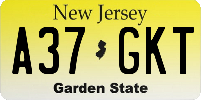 NJ license plate A37GKT