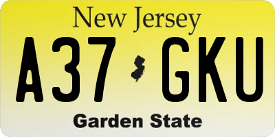 NJ license plate A37GKU