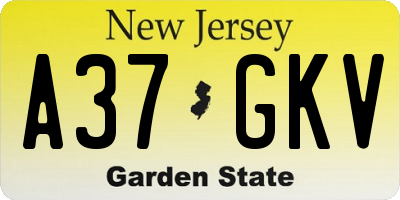 NJ license plate A37GKV