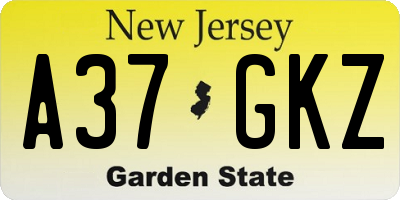 NJ license plate A37GKZ