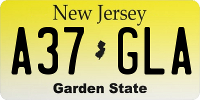 NJ license plate A37GLA