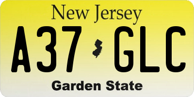 NJ license plate A37GLC