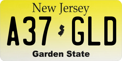 NJ license plate A37GLD
