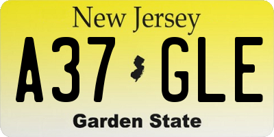 NJ license plate A37GLE