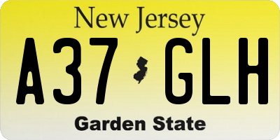 NJ license plate A37GLH