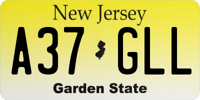 NJ license plate A37GLL
