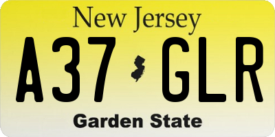 NJ license plate A37GLR