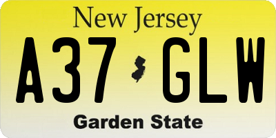 NJ license plate A37GLW