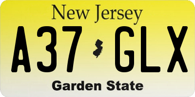NJ license plate A37GLX
