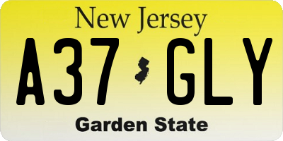 NJ license plate A37GLY