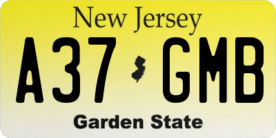 NJ license plate A37GMB