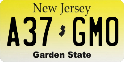 NJ license plate A37GMO