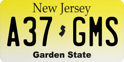 NJ license plate A37GMS