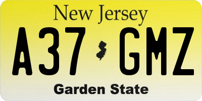 NJ license plate A37GMZ