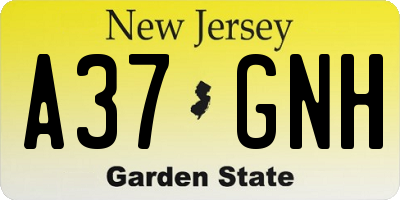 NJ license plate A37GNH