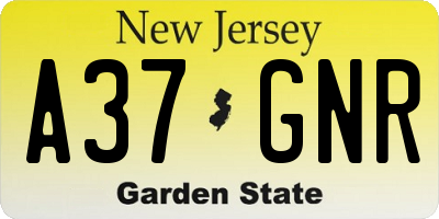 NJ license plate A37GNR