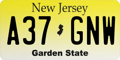NJ license plate A37GNW